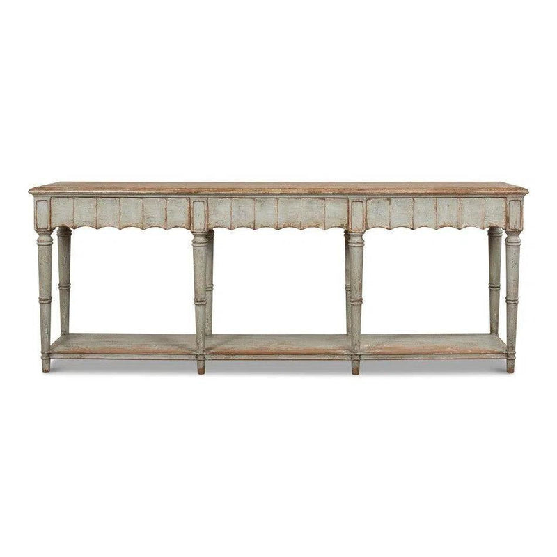 Chantal Console Table With Drawers and Storage Shelf In Natural Rustic Console Tables LOOMLAN By Sarreid