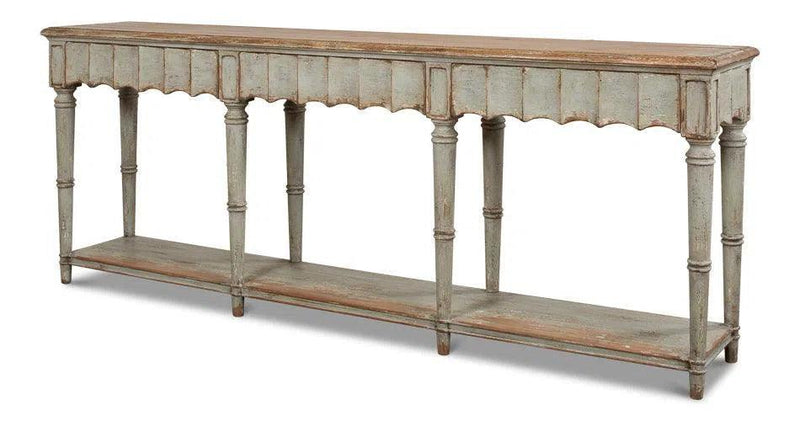 Chantal Console Table With Drawers and Storage Shelf In Natural Rustic Console Tables LOOMLAN By Sarreid