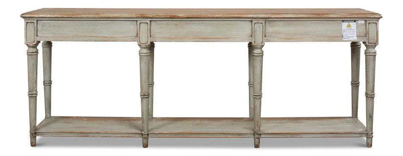 Chantal Console Table With Drawers and Storage Shelf In Natural Rustic Console Tables LOOMLAN By Sarreid