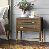 Chanterelle Coffee Champagne Verona Brown 2 Drawer Nightstand Nightstands LOOMLAN By Currey & Co