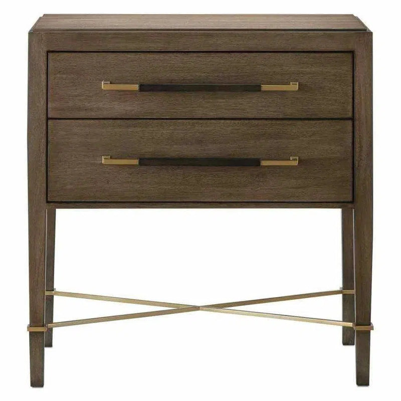 Chanterelle Coffee Champagne Verona Brown 2 Drawer Nightstand Nightstands LOOMLAN By Currey & Co