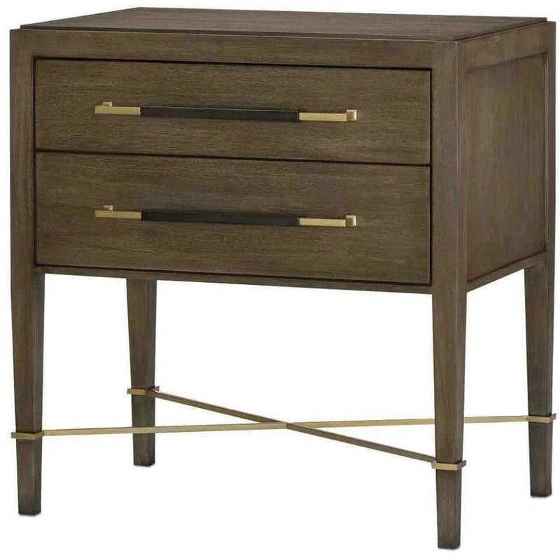 Chanterelle Coffee Champagne Verona Brown 2 Drawer Nightstand Nightstands LOOMLAN By Currey & Co