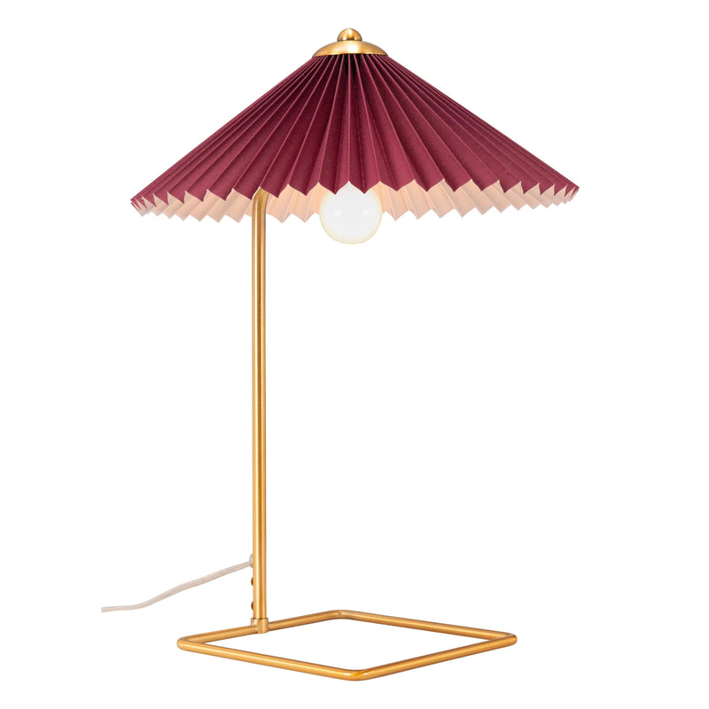 Charo Table Lamp Red & Gold Table Lamps LOOMLAN By Zuo Modern