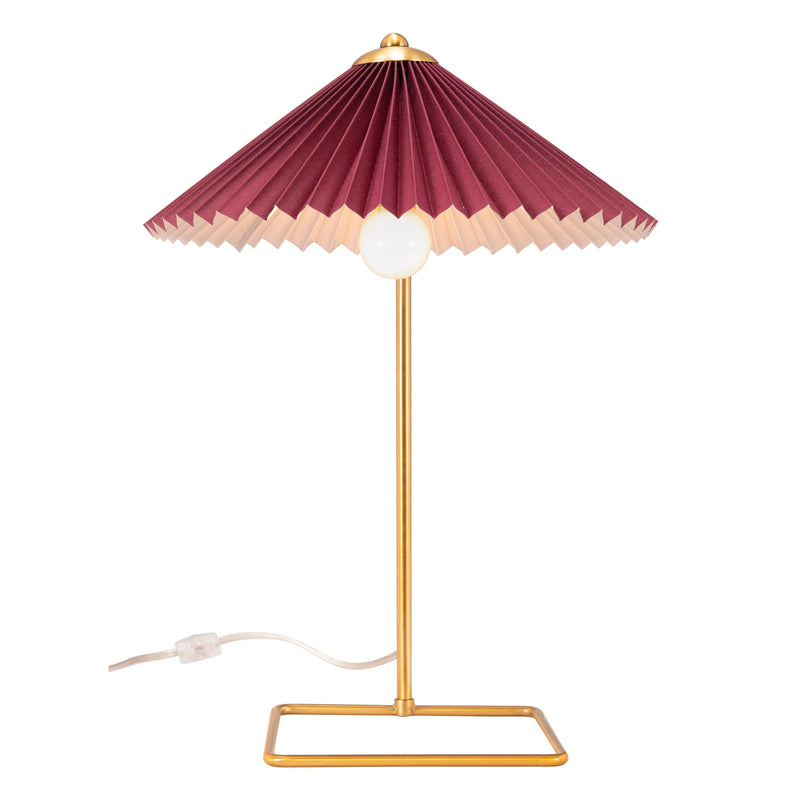 Charo Table Lamp Red & Gold Table Lamps LOOMLAN By Zuo Modern