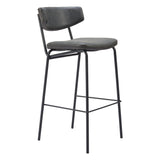 Charon Barstool (Set of 2) Vintage Black Bar Stools LOOMLAN By Zuo Modern