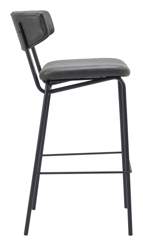 Charon Barstool (Set of 2) Vintage Black Bar Stools LOOMLAN By Zuo Modern