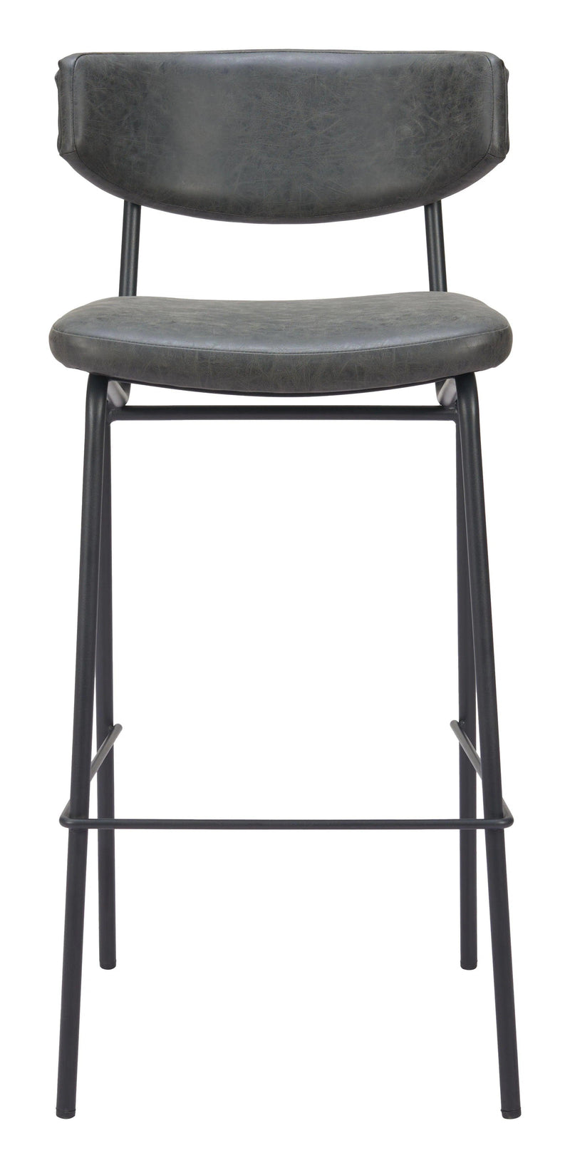 Charon Barstool (Set of 2) Vintage Black Bar Stools LOOMLAN By Zuo Modern