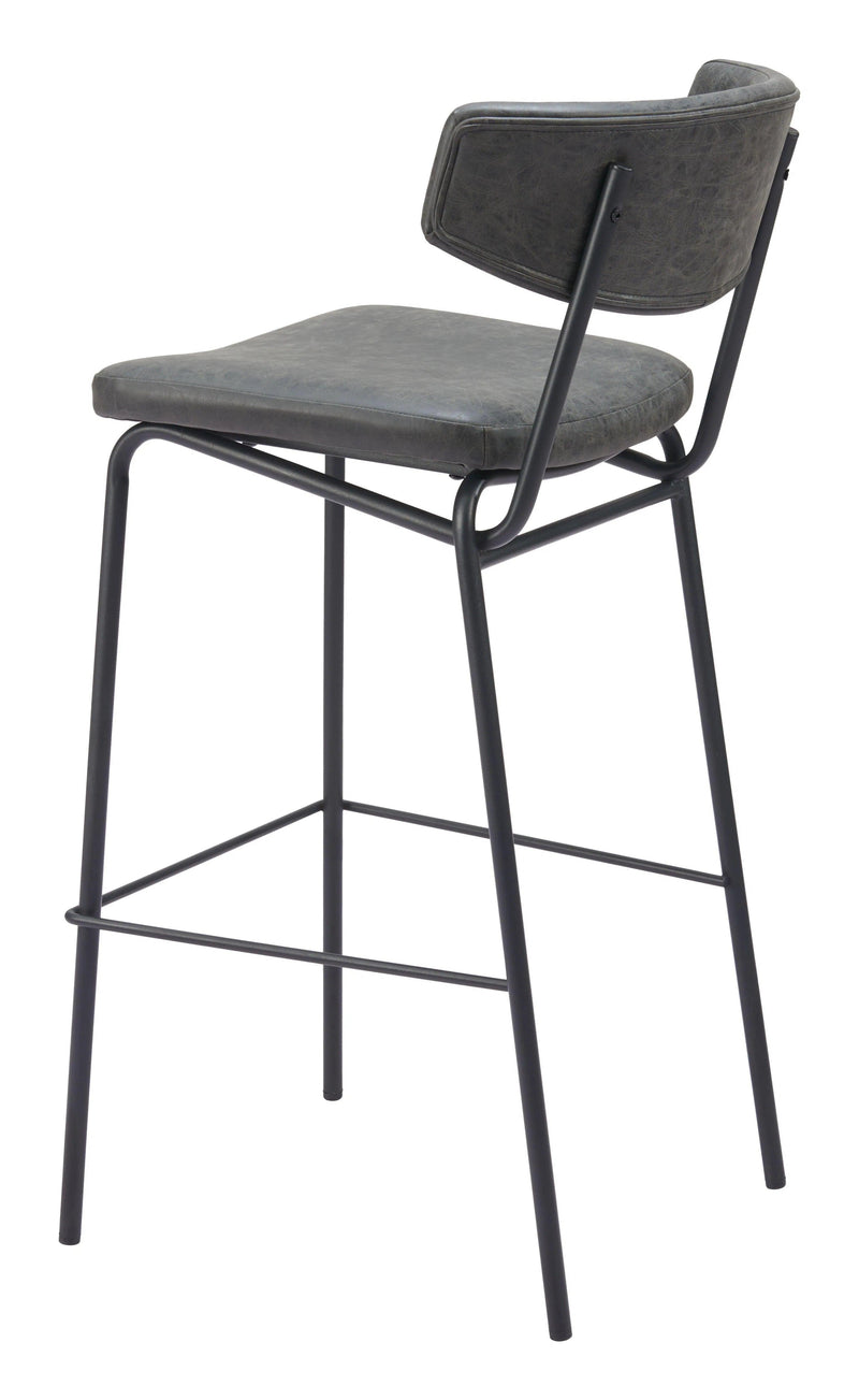 Charon Barstool (Set of 2) Vintage Black Bar Stools LOOMLAN By Zuo Modern