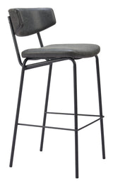 Charon Barstool (Set of 2) Vintage Black Bar Stools LOOMLAN By Zuo Modern