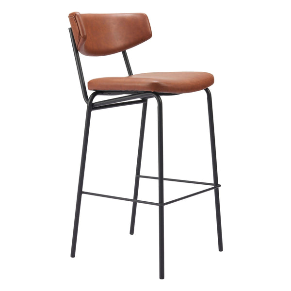 Charon Barstool (Set of 2) Vintage Brown Bar Stools LOOMLAN By Zuo Modern