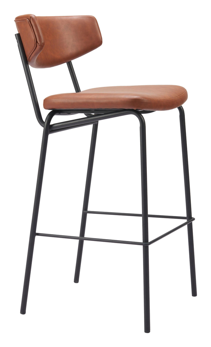 Charon Barstool (Set of 2) Vintage Brown Bar Stools LOOMLAN By Zuo Modern