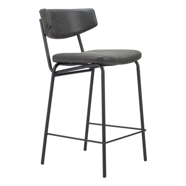 Charon Counter Stool (Set of 2) Vintage Black Counter Stools LOOMLAN By Zuo Modern