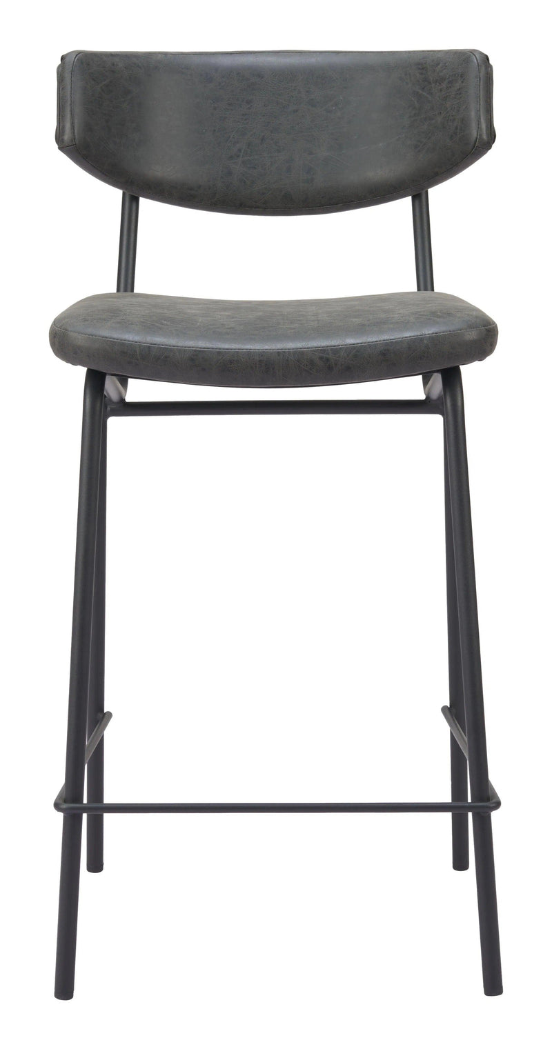 Charon Counter Stool (Set of 2) Vintage Black Counter Stools LOOMLAN By Zuo Modern