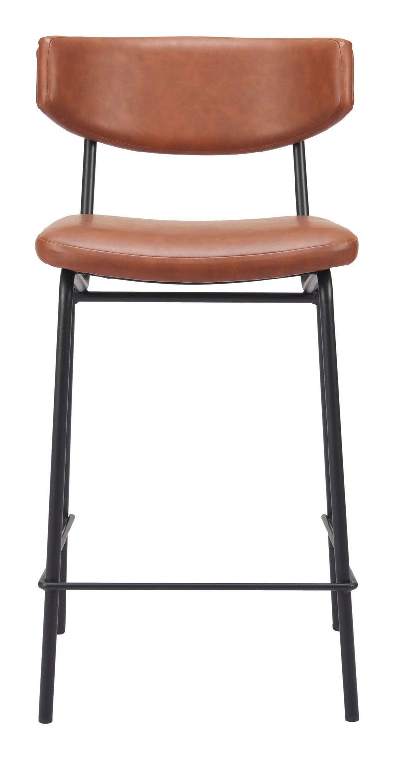 Charon Counter Stool (Set of 2) Vintage Brown Counter Stools LOOMLAN By Zuo Modern