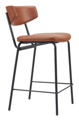 Charon Counter Stool (Set of 2) Vintage Brown Counter Stools LOOMLAN By Zuo Modern