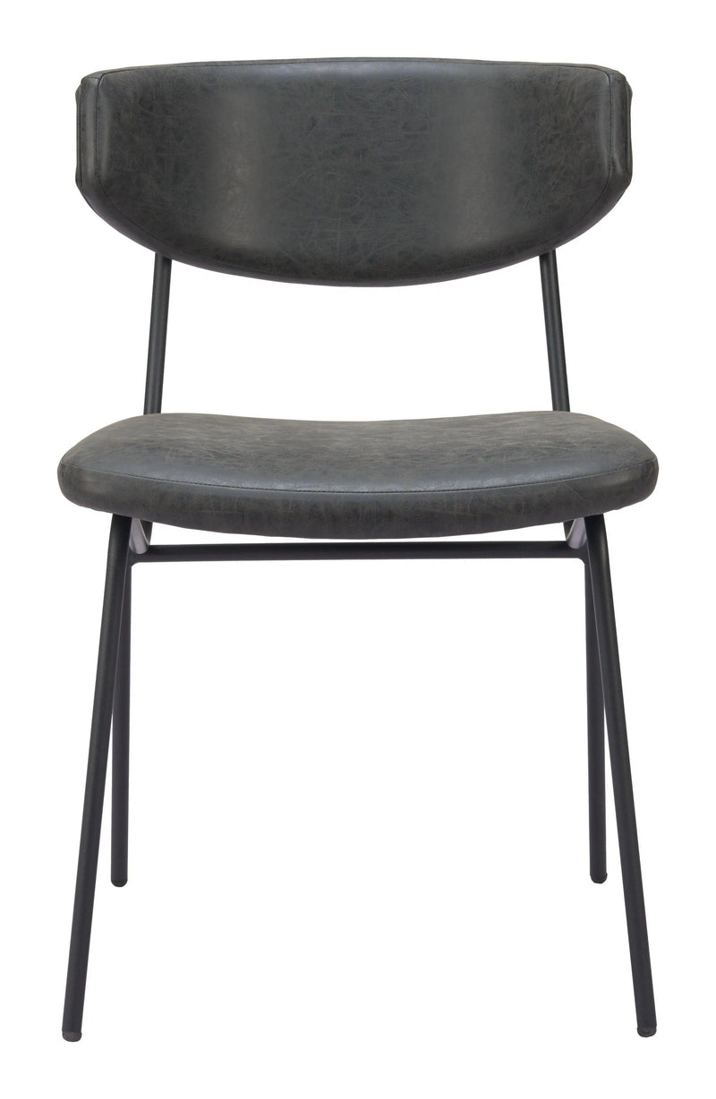 Charon Dining Chair (Set of 2) Vintage Black Dining Chairs LOOMLAN By Zuo Modern