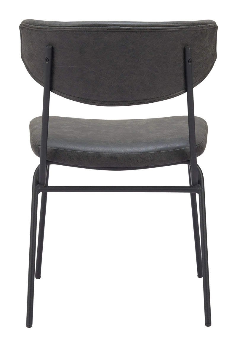 Charon Dining Chair (Set of 2) Vintage Black Dining Chairs LOOMLAN By Zuo Modern