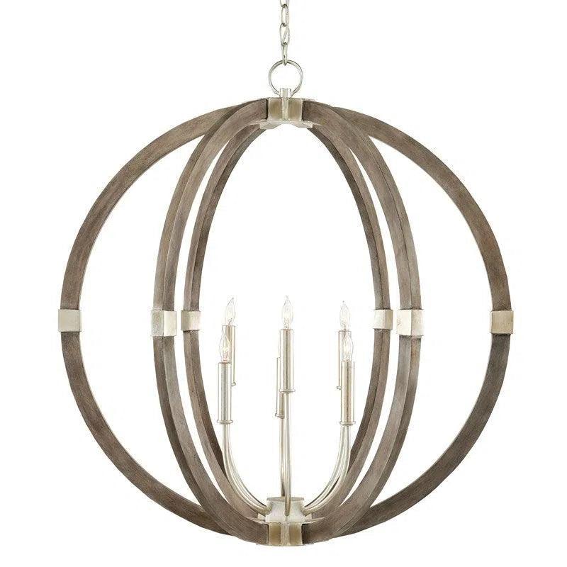 Chateau Gray Silver Leaf Bastian Orb Chandelier Chandeliers LOOMLAN By Currey & Co