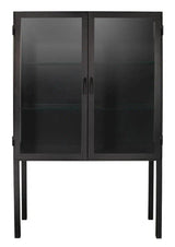 Chauncey Wide Black Curio Cabinet Glass Doors Accent Cabinets LOOMLAN By Jamie Young