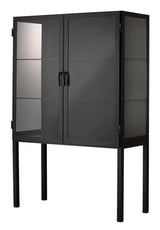 Chauncey Wide Black Curio Cabinet Glass Doors Accent Cabinets LOOMLAN By Jamie Young