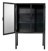 Chauncey Wide Black Curio Cabinet Glass Doors Accent Cabinets LOOMLAN By Jamie Young