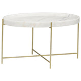 Che Steel and Marble White Oval Cocktail Table Coffee Tables LOOMLAN By Noir