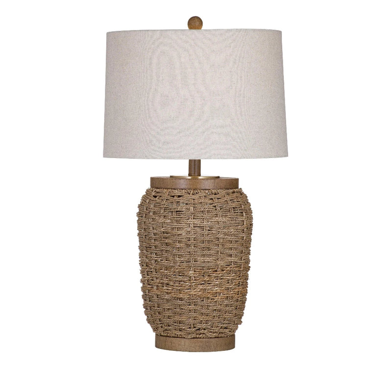 Cherry Grove Rattan and Metal Grey Table Lamp Table Lamps LOOMLAN By Bassett Mirror