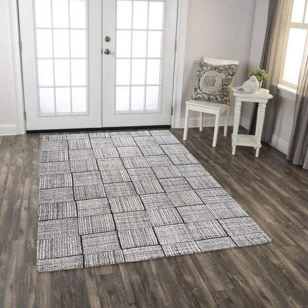 Ches Geometric Charcoal Area Rugs For Living Room Area Rugs LOOMLAN By LOOMLAN