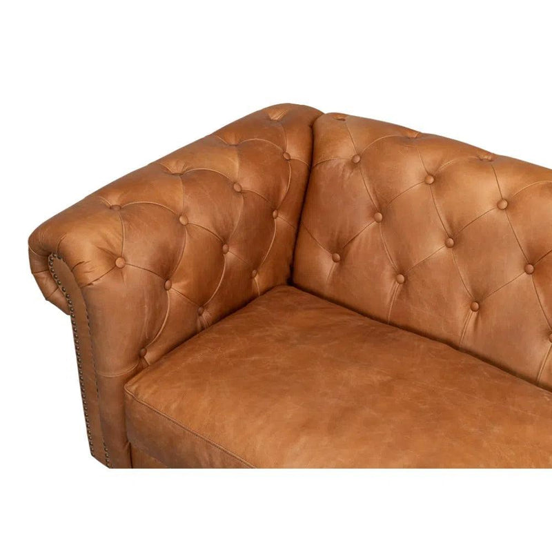 Chesterfield Kingston Sofa Tan Leather 2 Cushions Sofas & Loveseats LOOMLAN By Sarreid