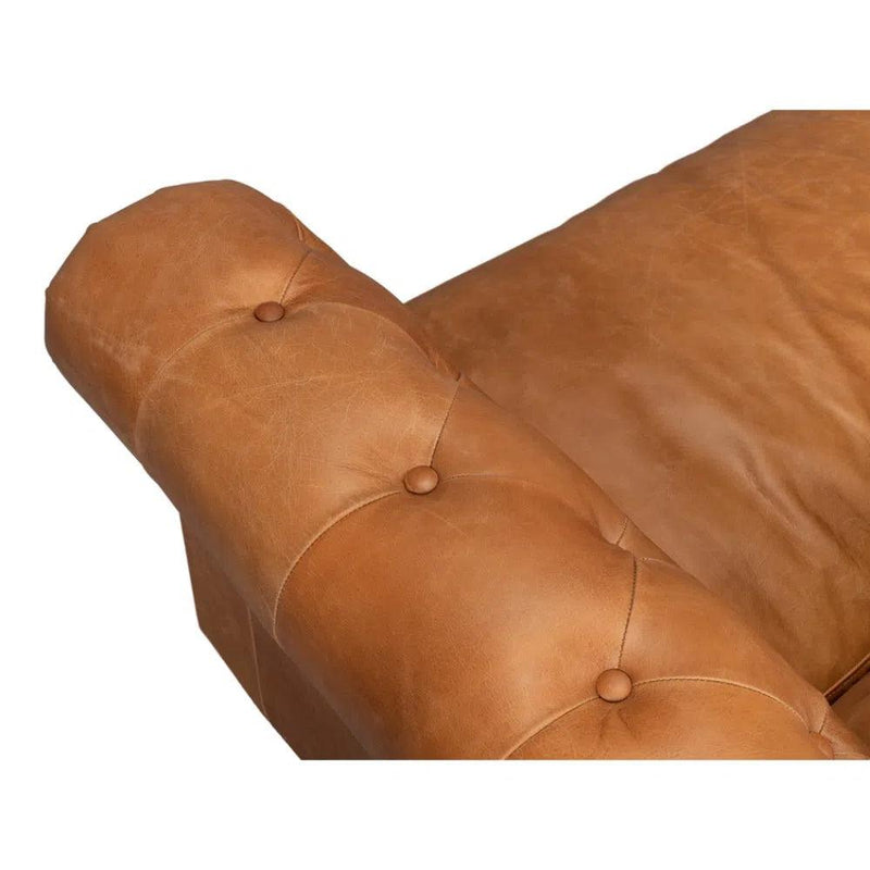 Chesterfield Kingston Sofa Tan Leather 2 Cushions Sofas & Loveseats LOOMLAN By Sarreid