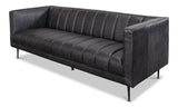 Chesterfield Lexington Sofa Nottinghill Grey Leather Sofas & Loveseats LOOMLAN By Sarreid