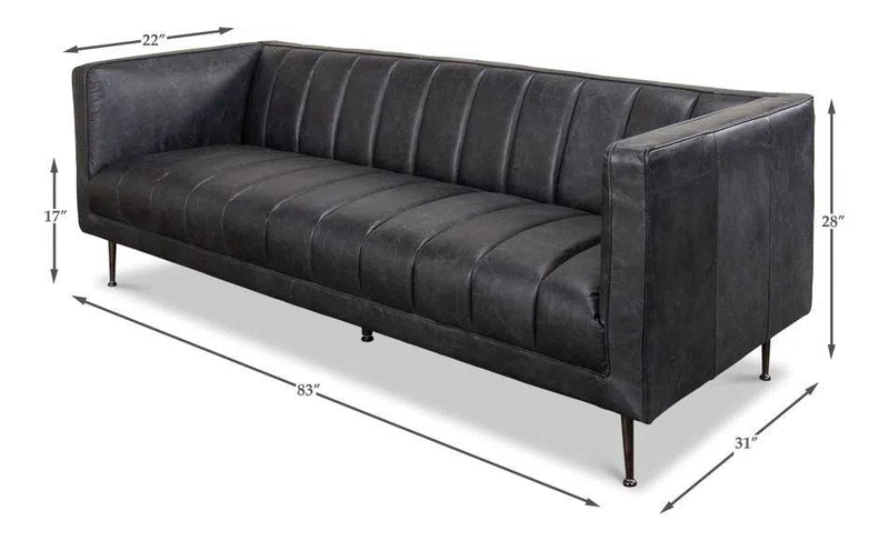 Chesterfield Lexington Sofa Nottinghill Grey Leather Sofas & Loveseats LOOMLAN By Sarreid