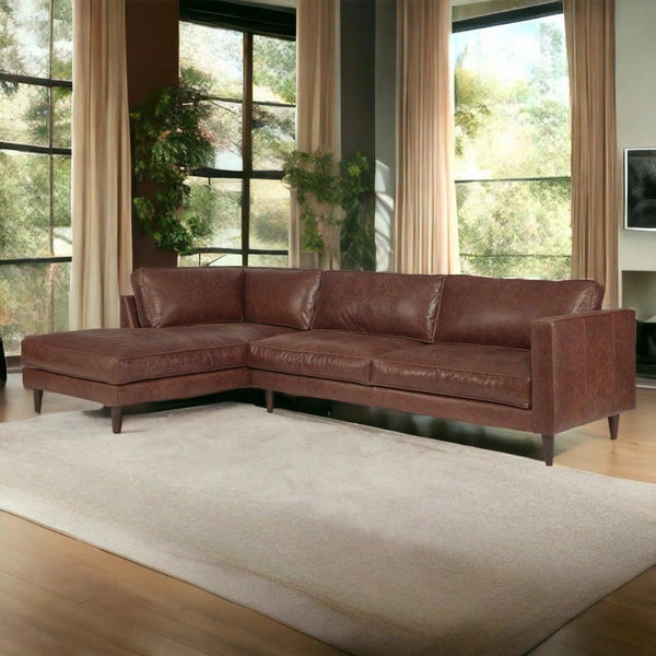 Cheviot Leather Right Arm Sectional with Chaise Sectionals LOOMLAN By One For Victory