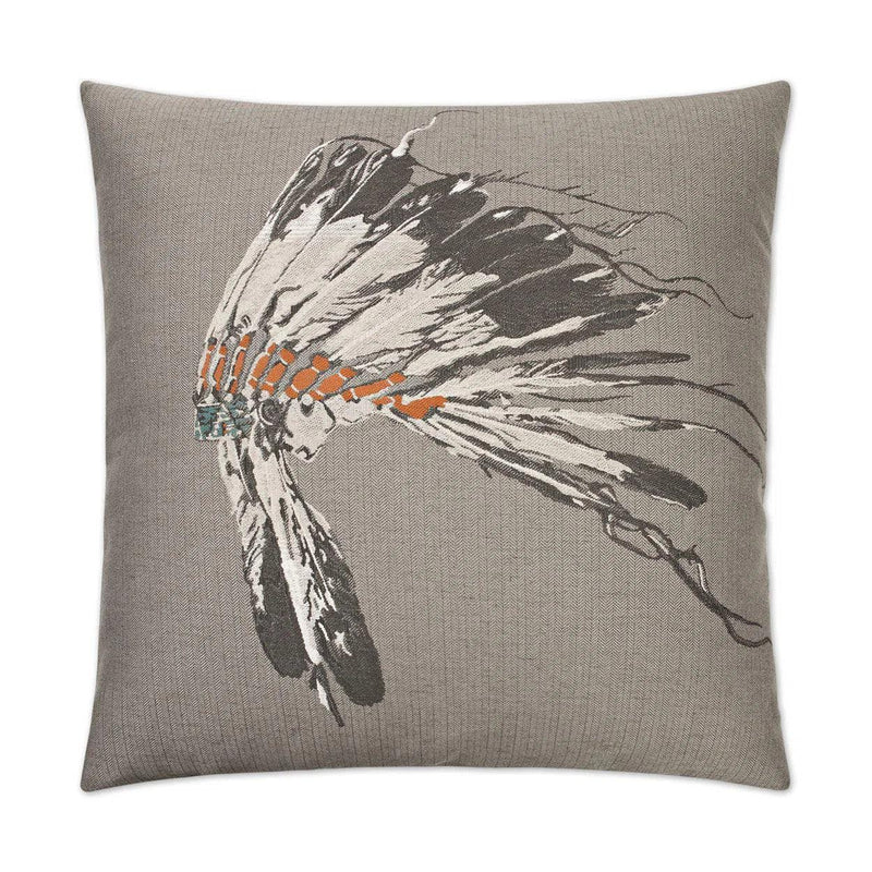 Chief Smoke Grey Throw Pillow With Insert Throw Pillows LOOMLAN By D.V. Kap