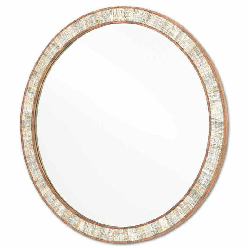 Chiseled Horn Natural Hyson Round Mirror Wall Mirrors LOOMLAN By Currey & Co