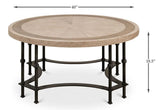 Chisholm Equestrian Cocktail Round Coffee Table Grey Coffee Tables LOOMLAN By Sarreid