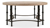 Chisholm Equestrian Cocktail Round Coffee Table Grey Coffee Tables LOOMLAN By Sarreid