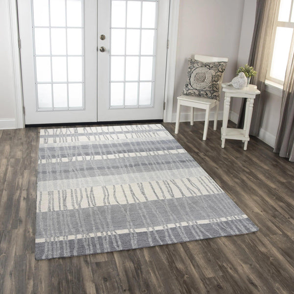 Chiu Stripe Light Gray Area Rugs For Living Room Area Rugs LOOMLAN By LOOMLAN