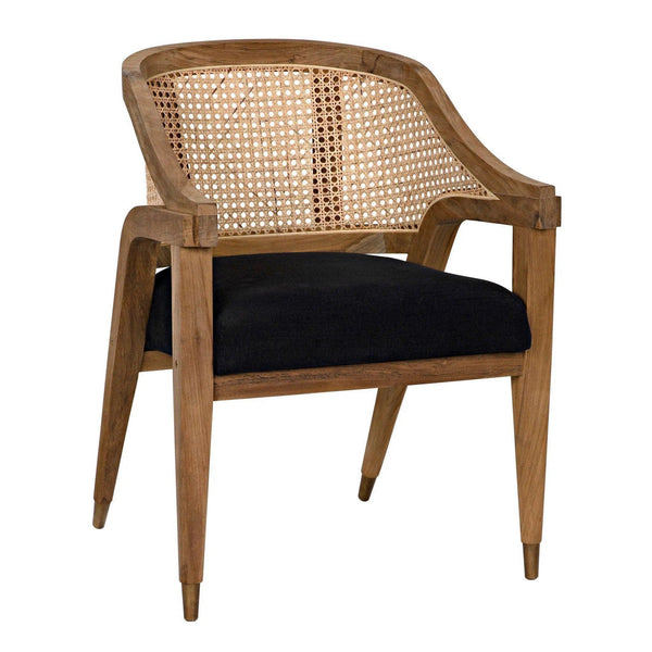 Chloe Natural Teak Wood Chair With Black Caning Club Chairs LOOMLAN By Noir