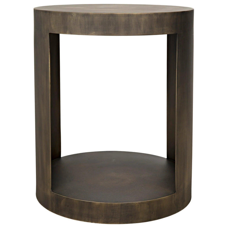 Chrysler Steel Round Side Table With Aged Brass Finish Side Tables LOOMLAN By Noir