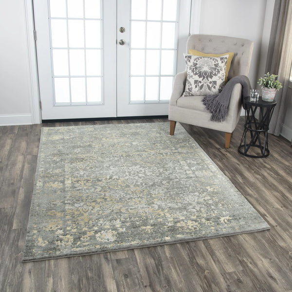 Chuc Border Gray Large Area Rugs For Living Room Area Rugs LOOMLAN By LOOMLAN