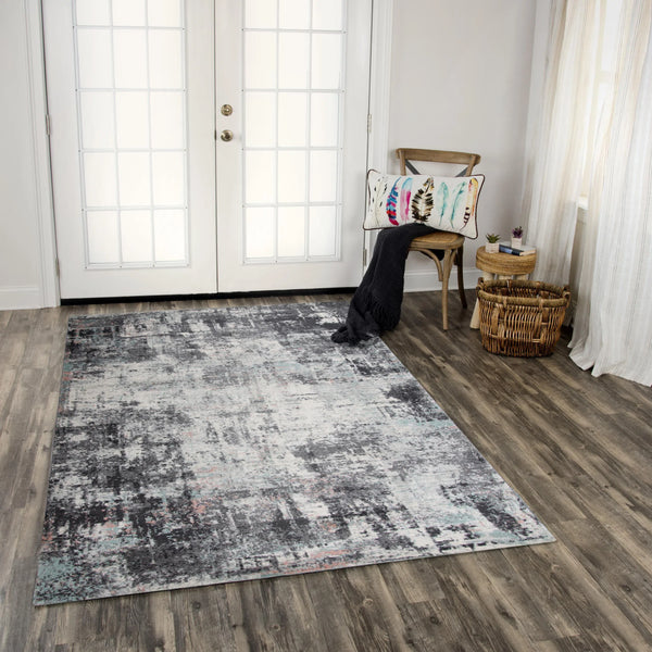 Chue Abstract Gray Kitchen Hallway Runner Rug Area Rugs LOOMLAN By LOOMLAN