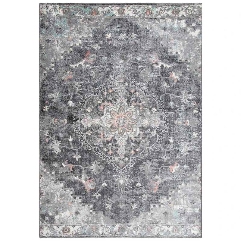 Chur Medallion Gray Kitchen Hallway Runner Rug Area Rugs LOOMLAN By LOOMLAN