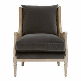 Churchill Club Chair Dark Dove Velvet Natural Gray Birch Cane Accent Chairs LOOMLAN By Essentials For Living