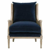 Churchill Club Chair Denim Velvet Natural Gray Birch Cane Accent Chairs LOOMLAN By Essentials For Living