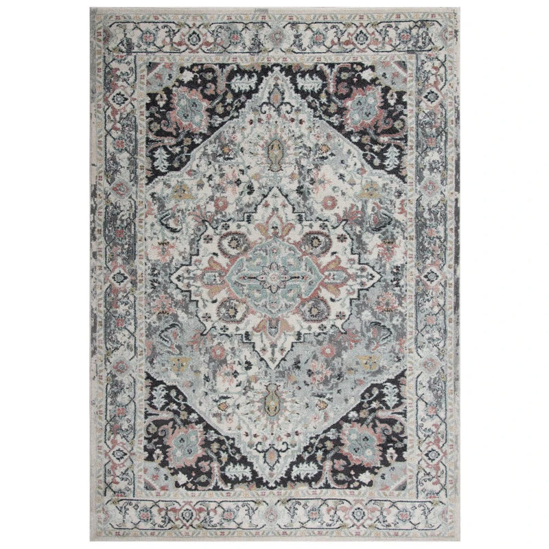 Chuu Medallion Black Kitchen Hallway Runner Rug Area Rugs LOOMLAN By LOOMLAN