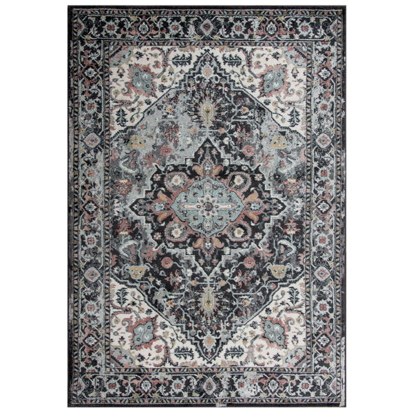 Cibo Medallion Gray Kitchen Hallway Runner Rug Area Rugs LOOMLAN By LOOMLAN