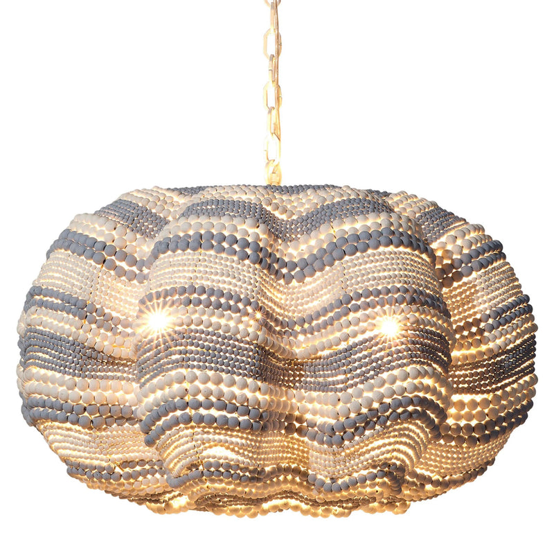 Clamshell Wood Beaded Chandelier