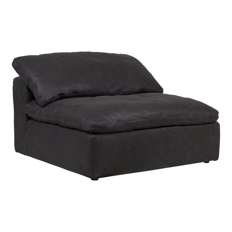 Clay Black Leather and Wood Slipper Chair Modular Sofas LOOMLAN By Moe's Home