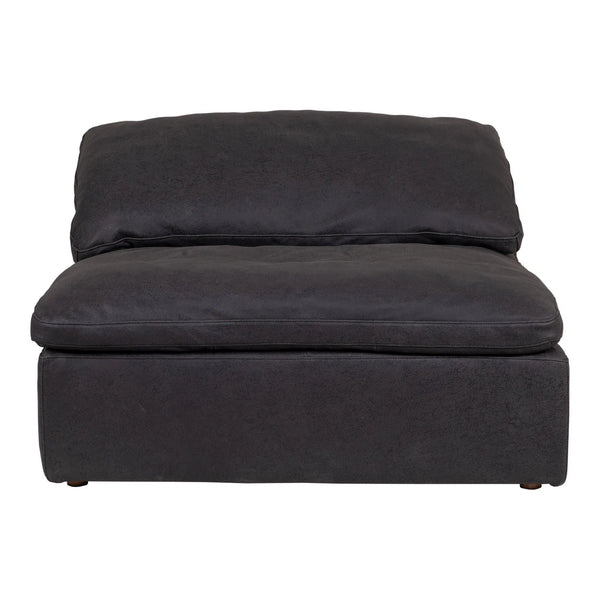 Clay Black Leather and Wood Slipper Chair Modular Sofas LOOMLAN By Moe's Home